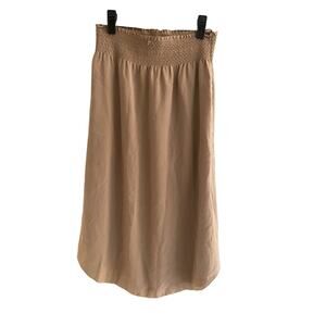 T. Babaton Tan Silk Midi Skirt Size XS